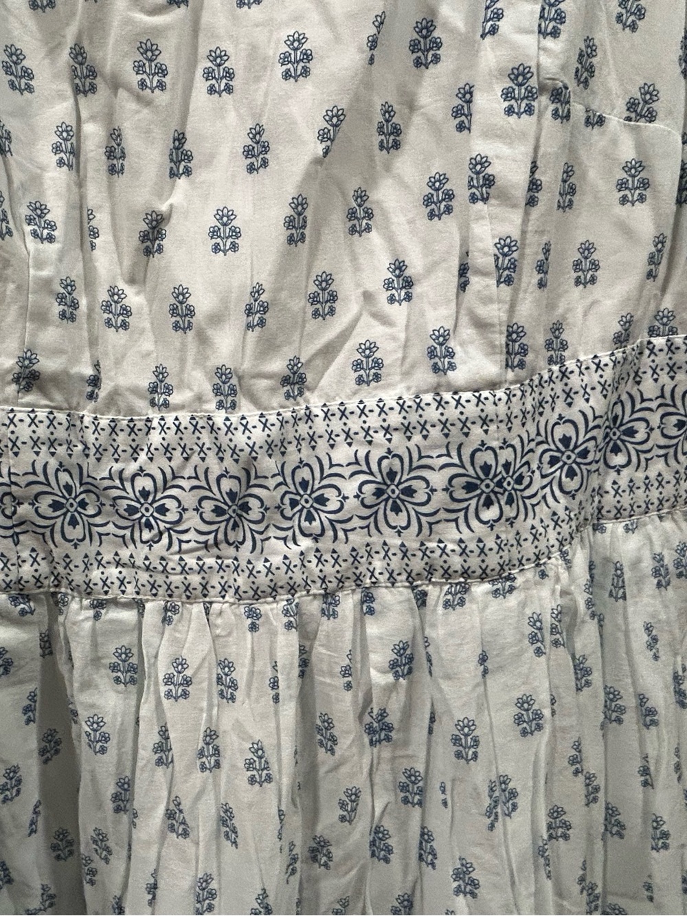 eShakti Cotton Dress NWOT blue Indian floral block print maxi voile-lined 16w - Picture 4 of 16